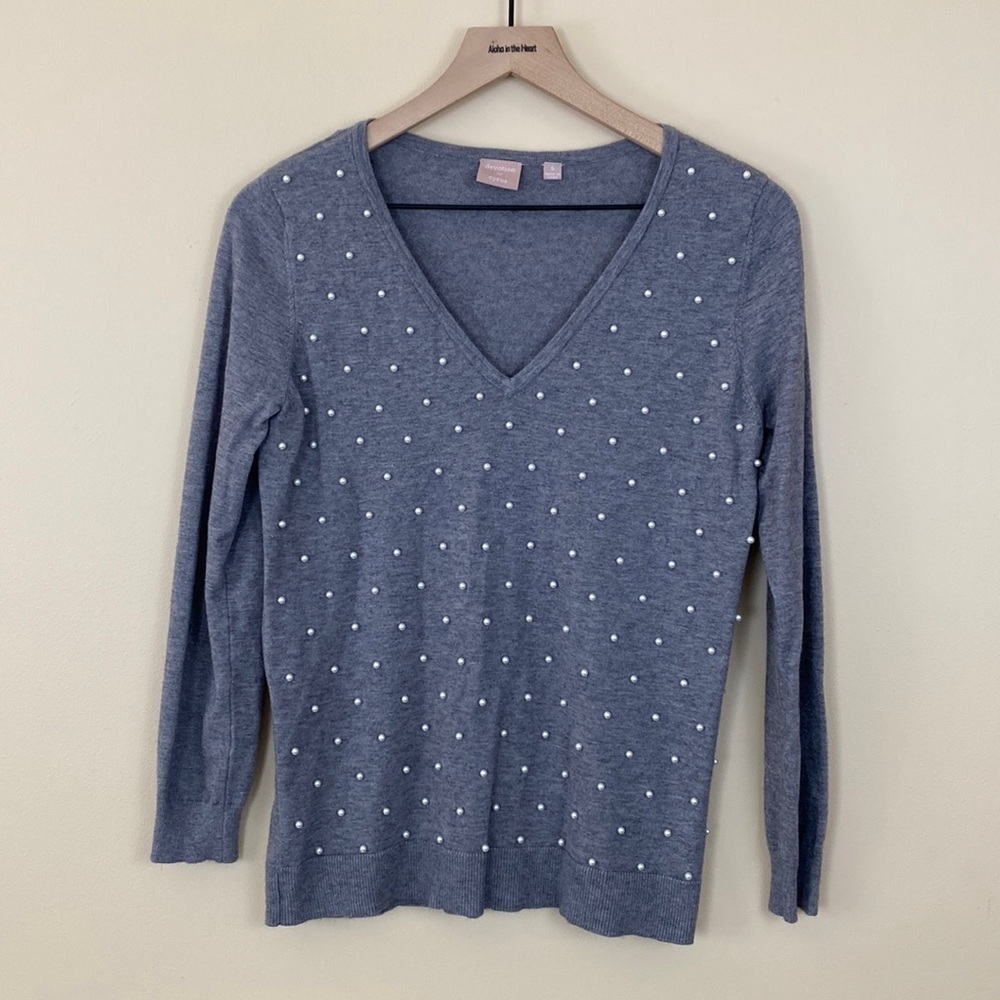 𝅺pearl studded sweater